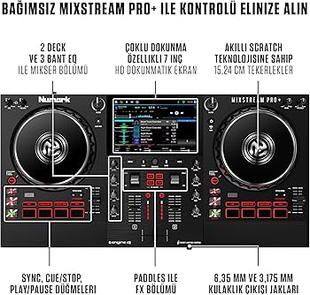 Numark Mixstream Pro + 2 Kanal, Hoparlörlü Streaming DJ Kontrol